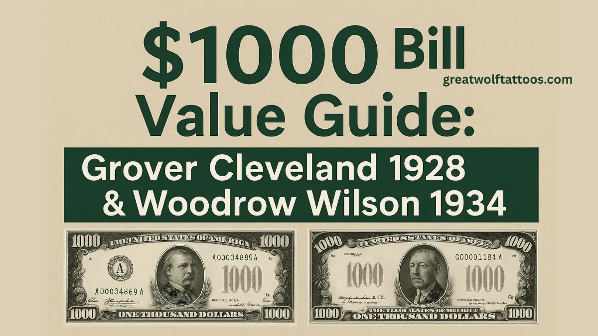 $1000 Bill Value Guide: Grover Cleveland 1928 & Woodrow Wilson 1934